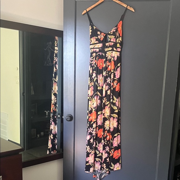 Free People Wisteria Black Floral Maxi Dress open back small S P adjustable - Picture 10 of 14